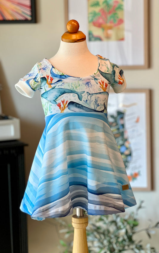 Whales and Waves GWM Shortsleeve Dress