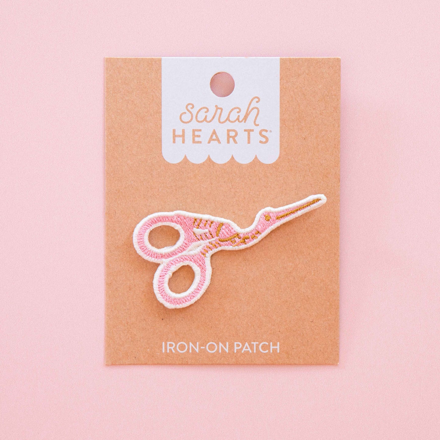 Gold Stork Scissor Iron-On Patch