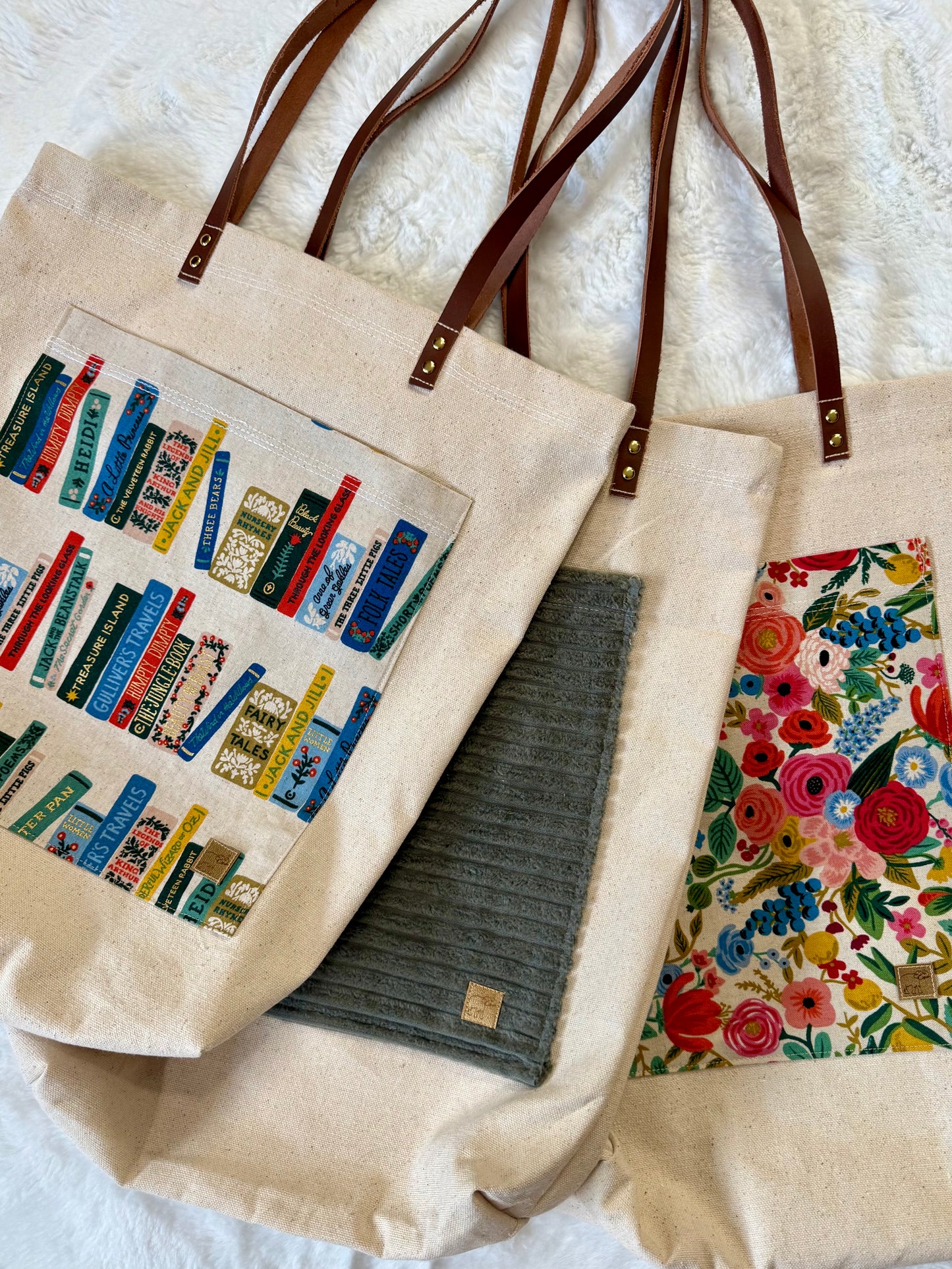 Leather Handle Tote Bag