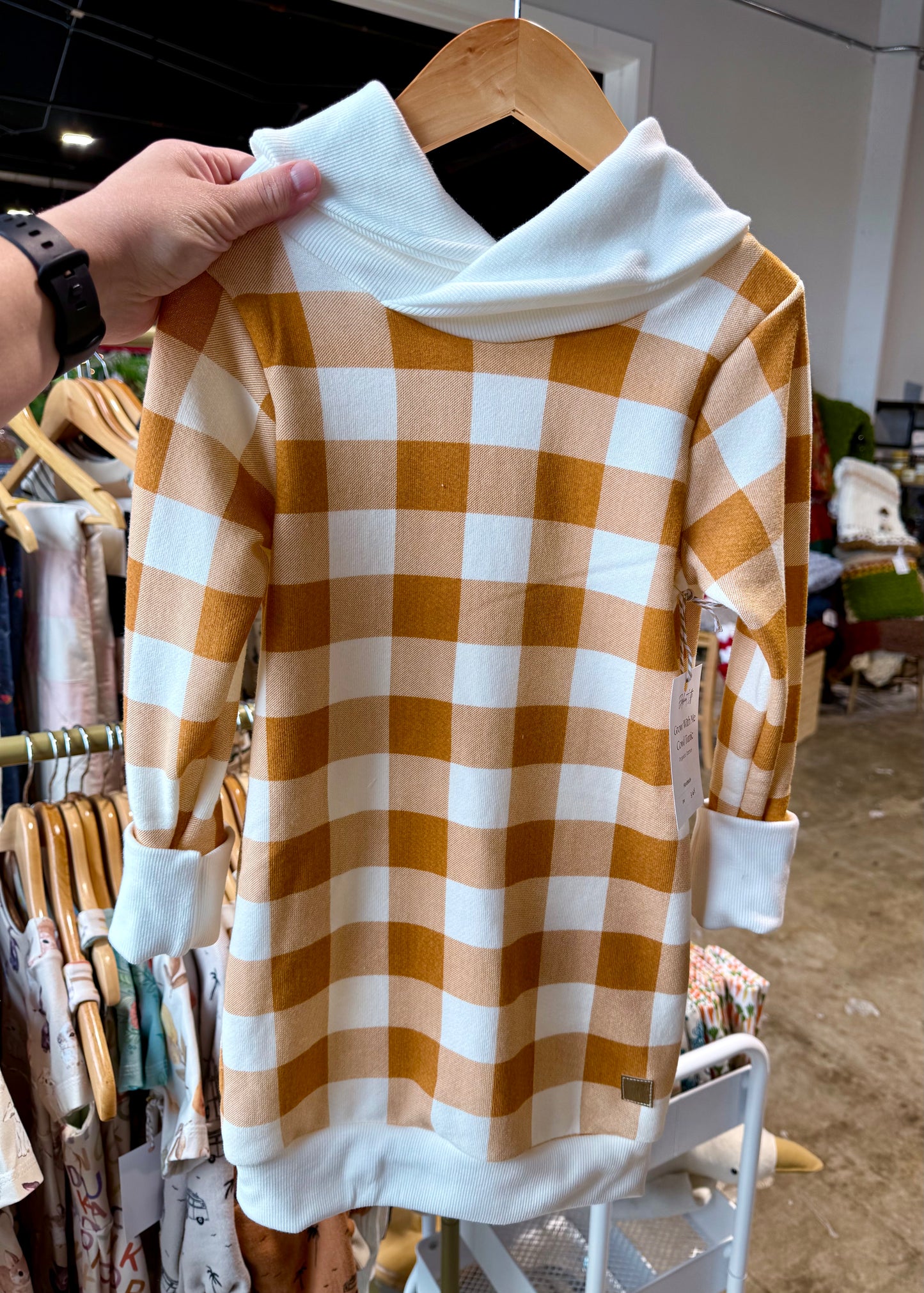 Cowl Tunic with Buffalo Plaid