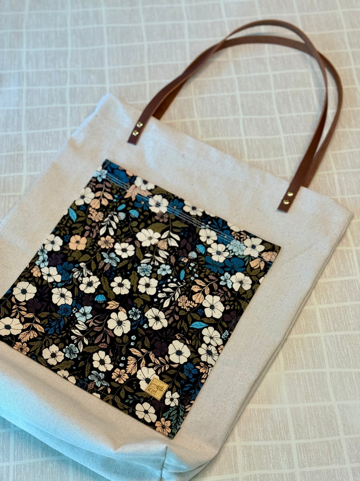 Leather and Canvas Pocket Totes
