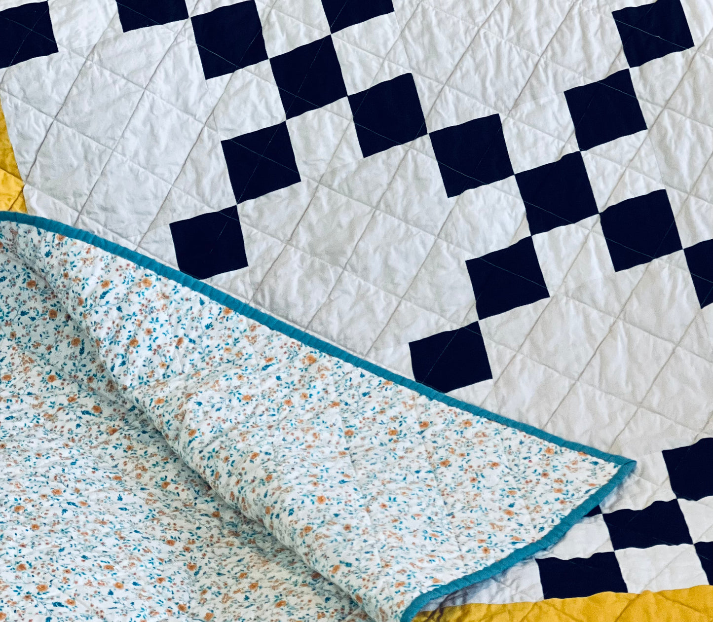 Black and Cream Irish Chain Throw Quilt