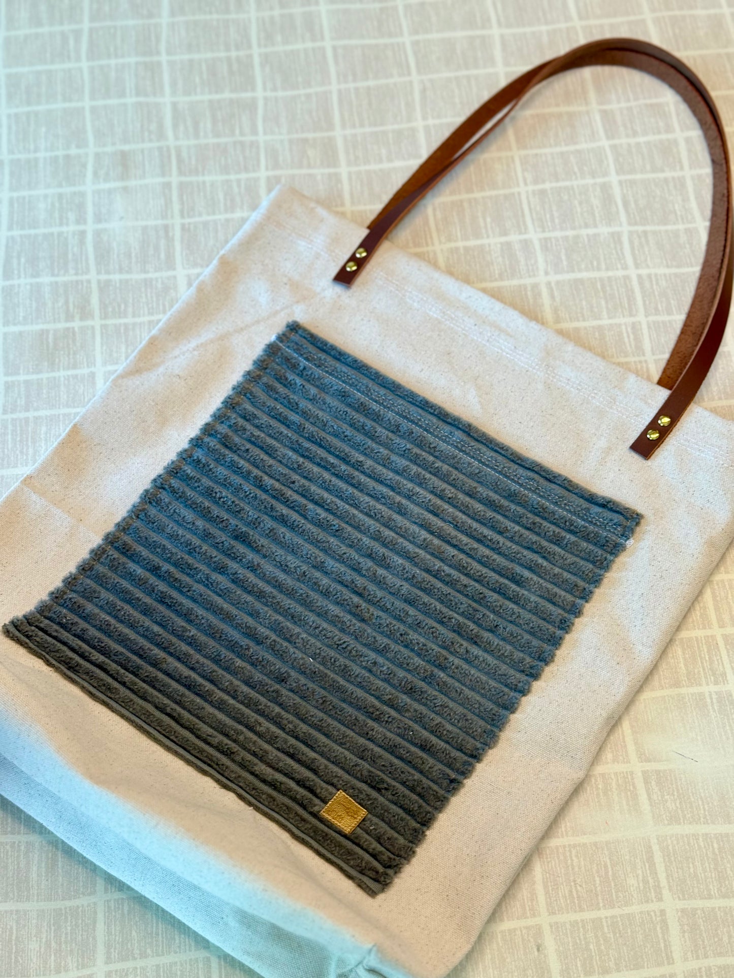 Leather and Canvas Pocket Totes