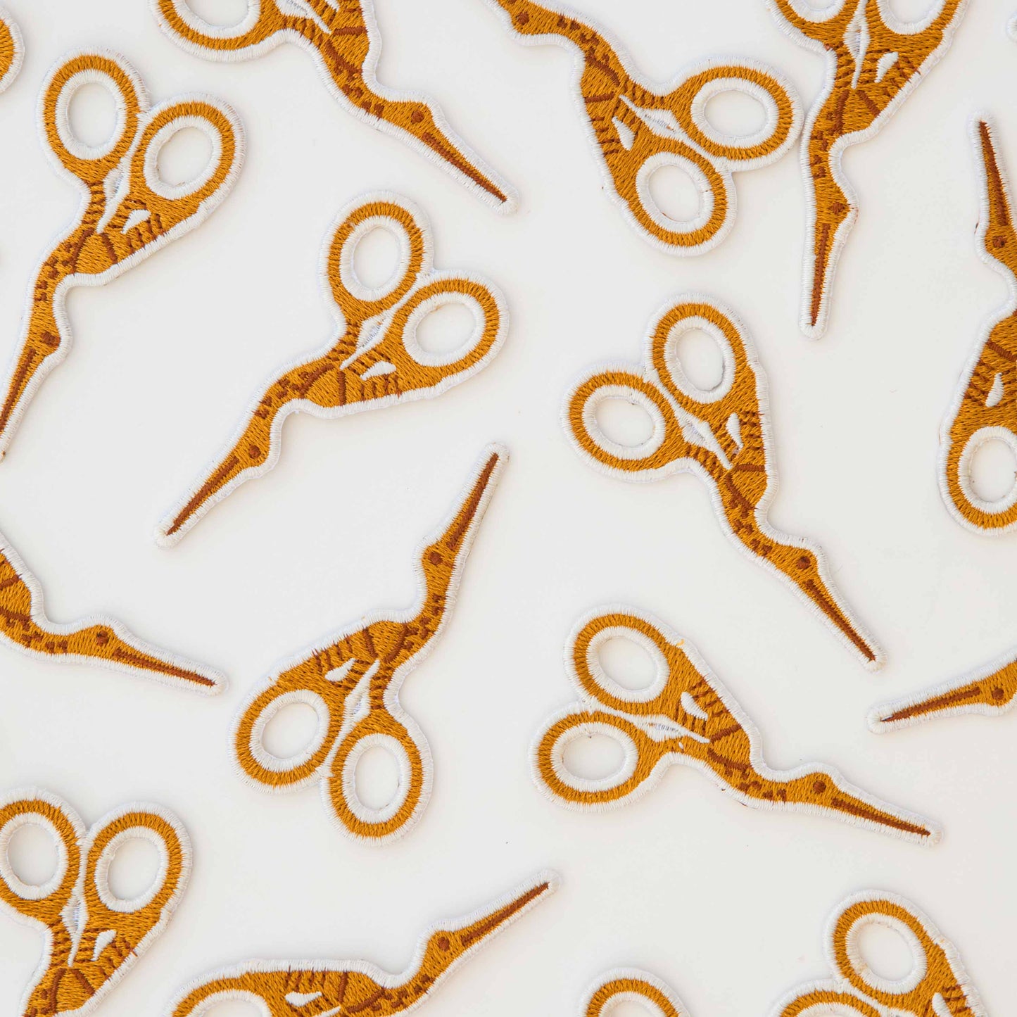 Gold Stork Scissor Iron-On Patch