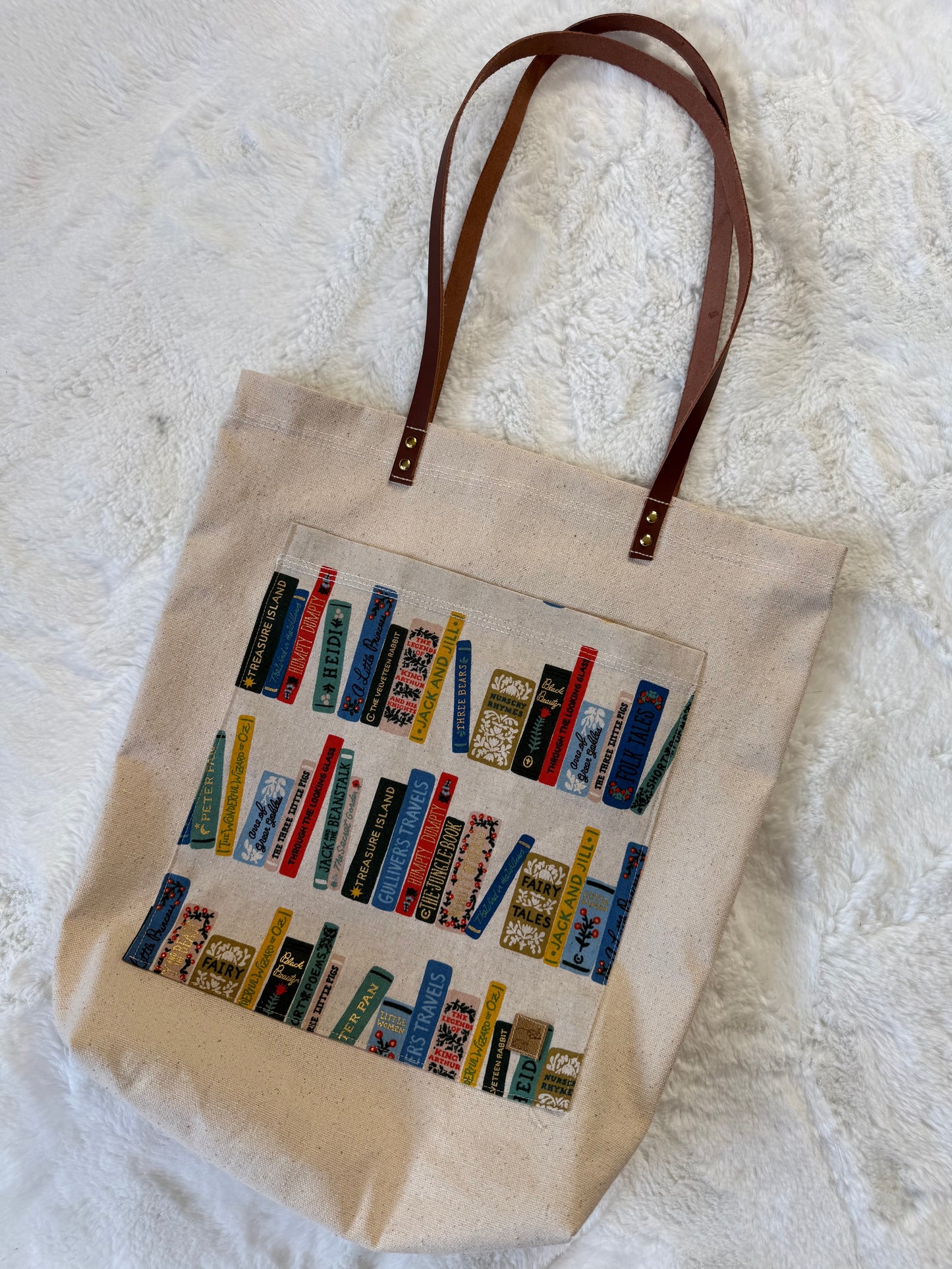 Leather Handle Tote Bag