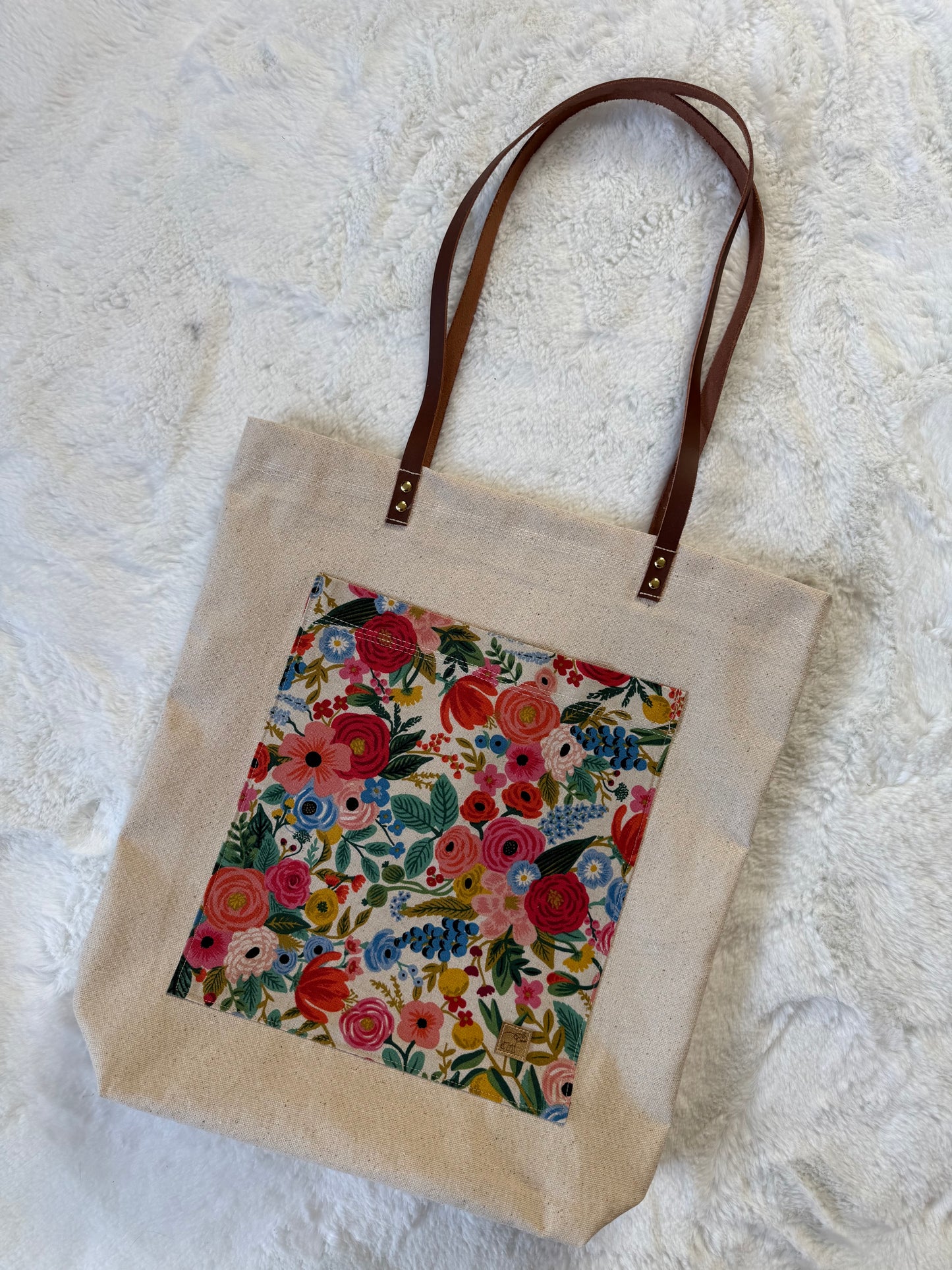 Leather Handle Tote Bag