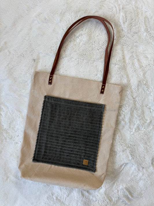 Leather Handle Tote Bag