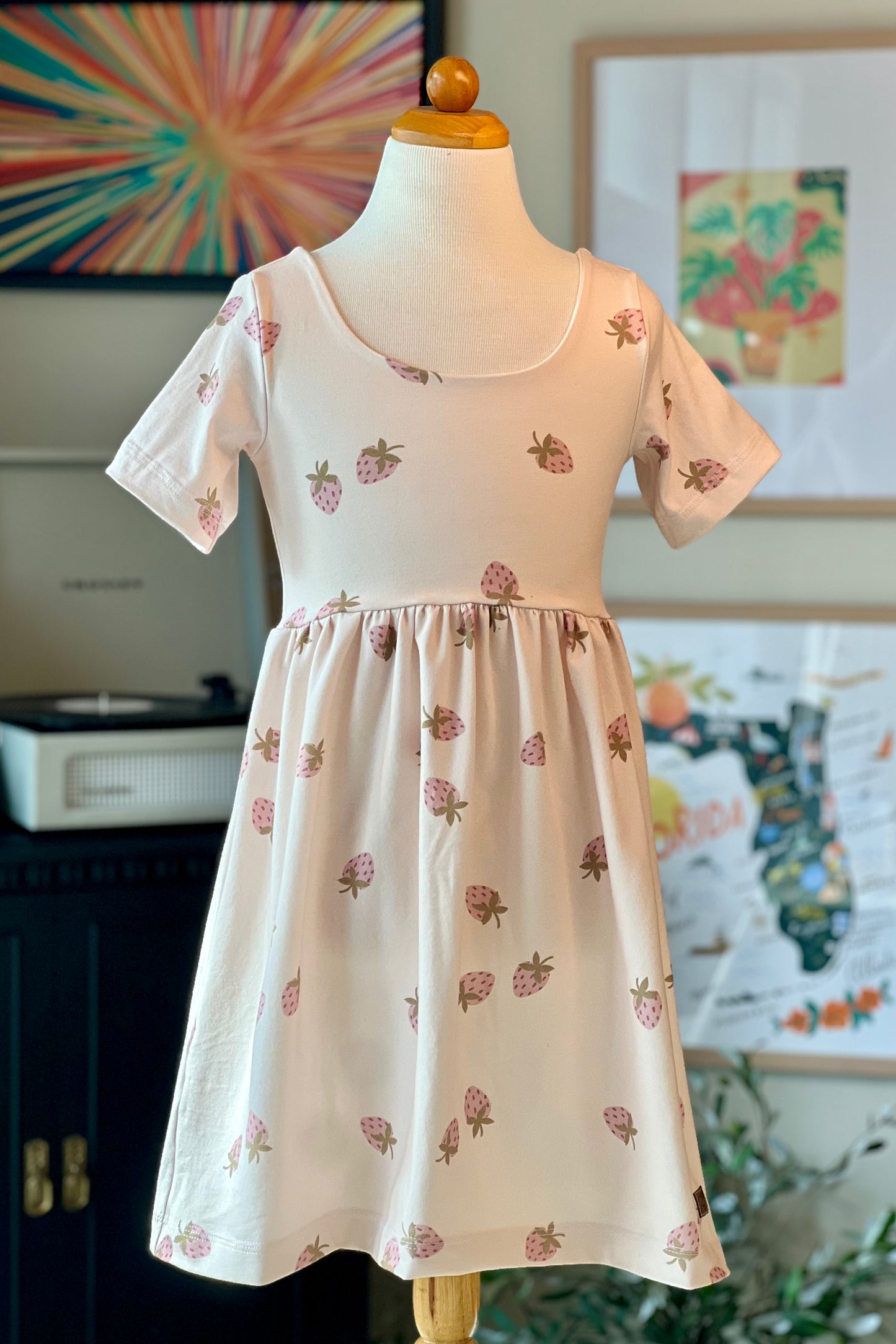 Strawberry Gathered GWM Dress