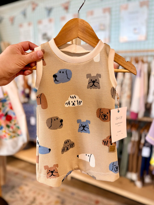 Puppies Snap Tank Romper