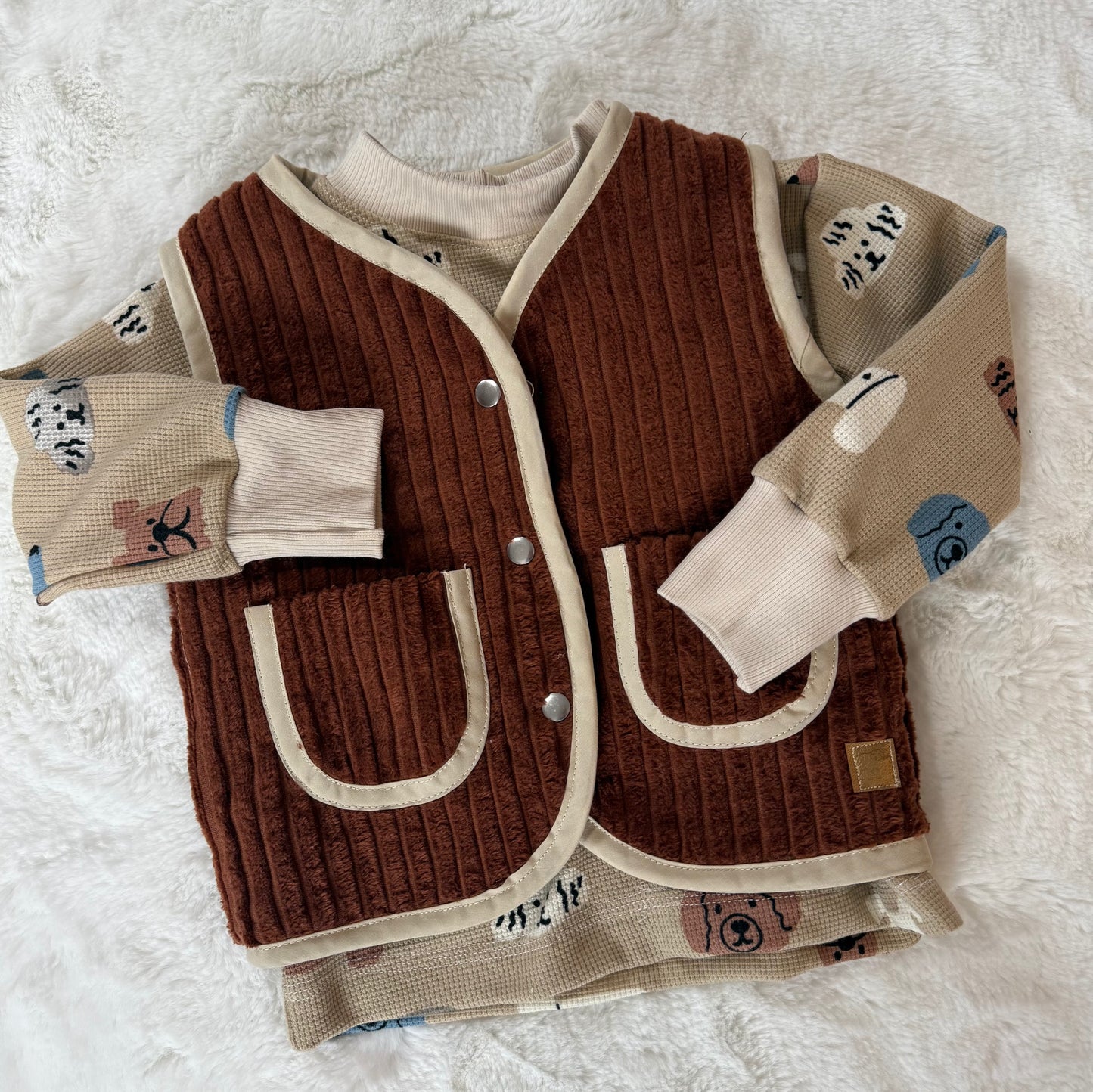 18M/2T Corduroy and Fleece Pocket Vest