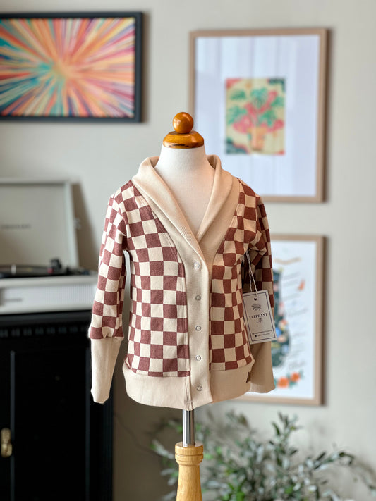 GWM Fig Checked Grandpa Cardigan