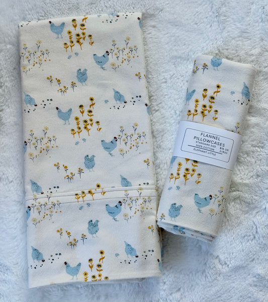 Chickens Cotton Flannel Pillowcase