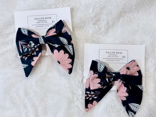 Navy Floral Bows