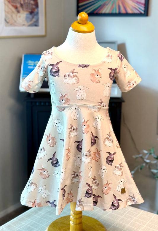 Hop Little Bunnies GWM Short Sleeve Twirl Dress