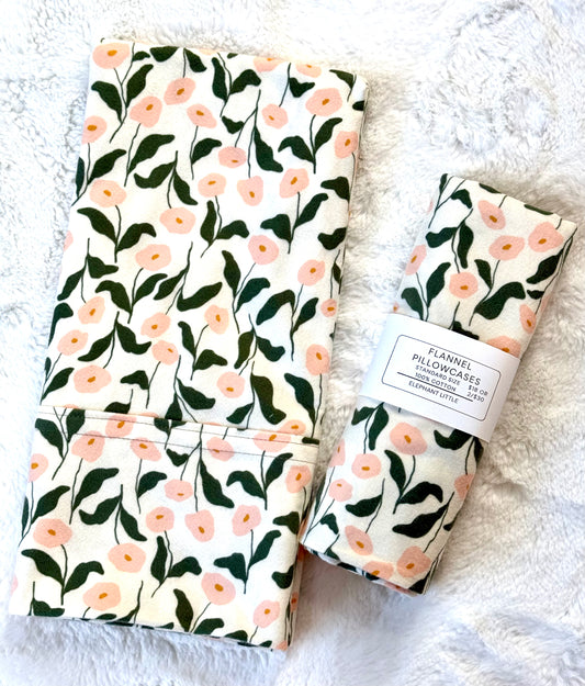 Romantic Floral Cotton Flannel Pillowcase