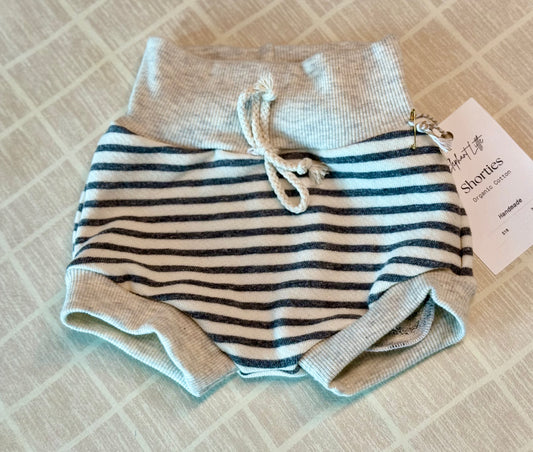 Heathered Wheat and Charcoal Striped Shorties