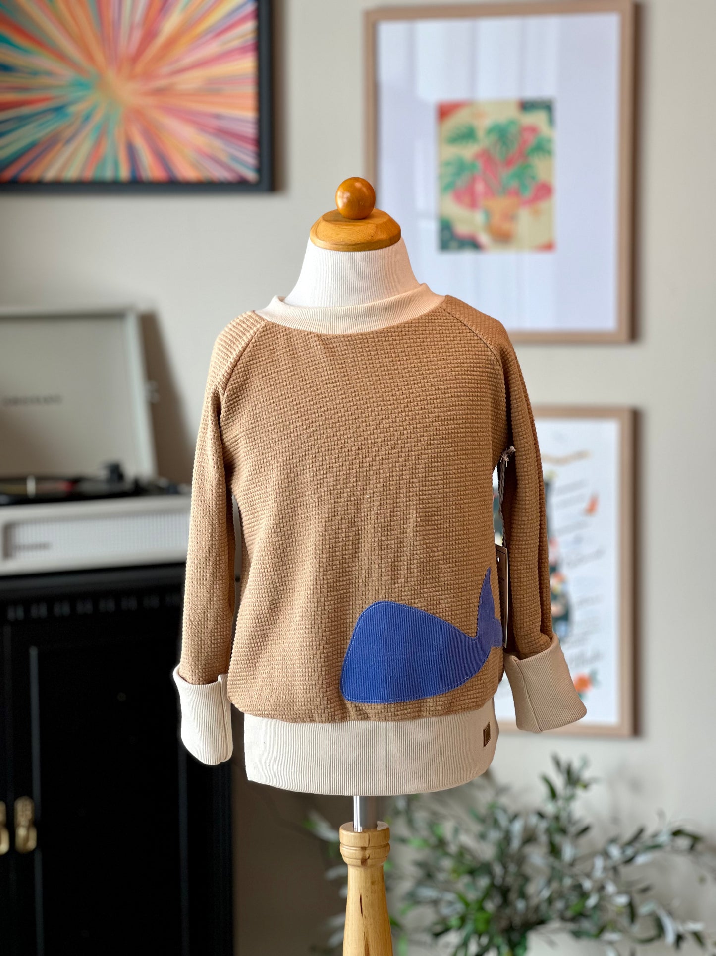 Tan and Whale Appliqué Pullover