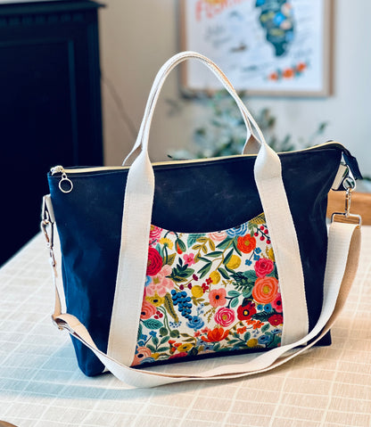 Waxed Canvas Vibrant Floral Tote Bag