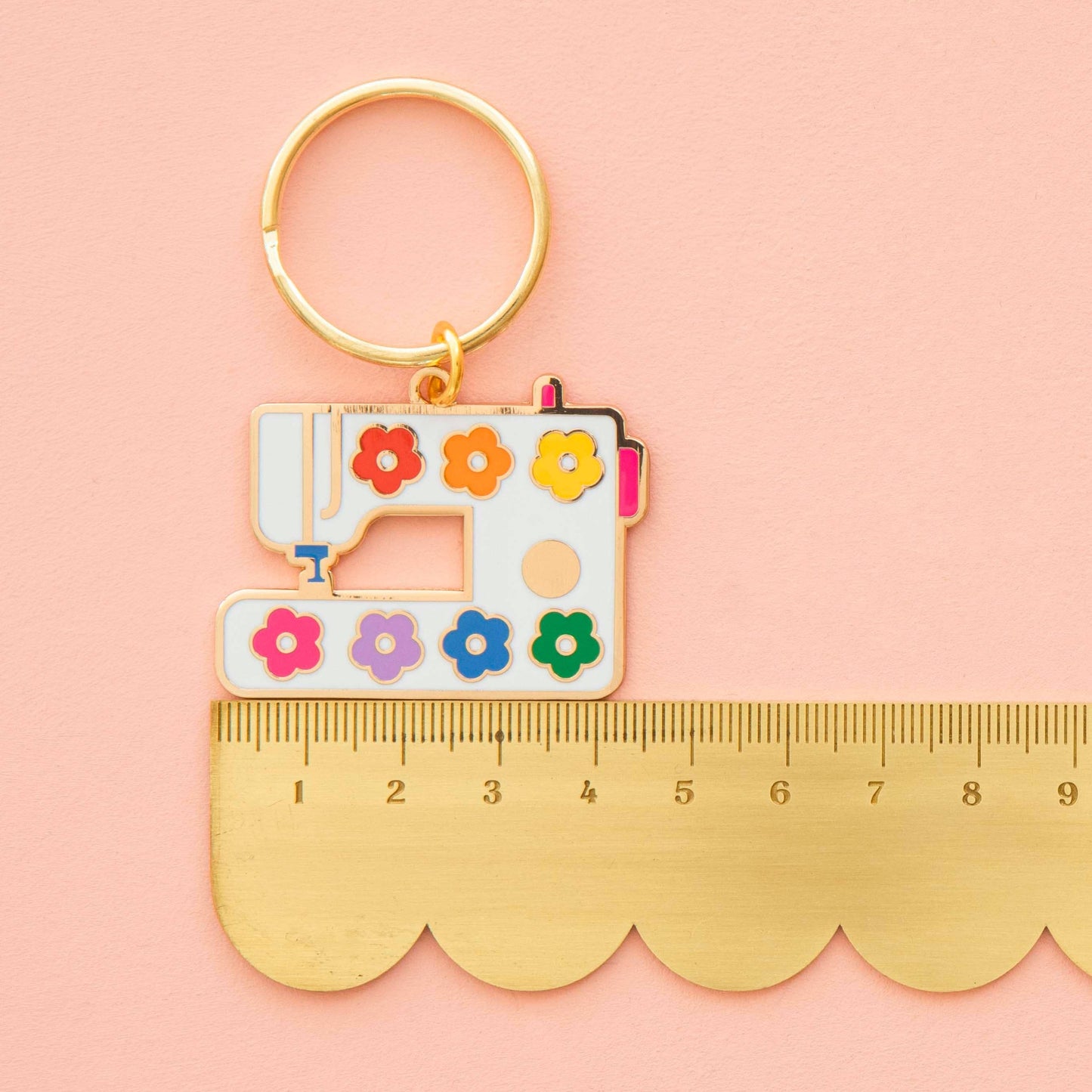 Daisy Sewing Machine Enamel Keychain